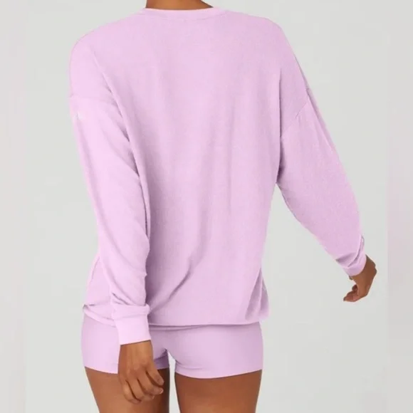 Alo Yoga Soho Pullover Sugarplum Pink Large - Picture 2 of 9